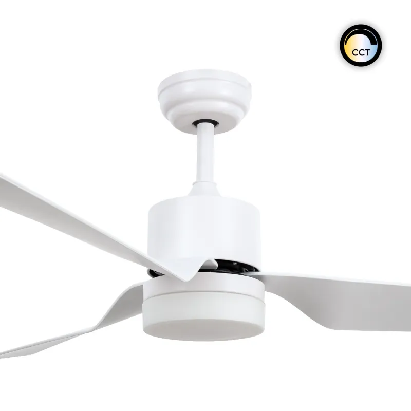 Ventilateur de plafond 3 pales blanche-3 vitesses-diametre 132cm-15w led cct