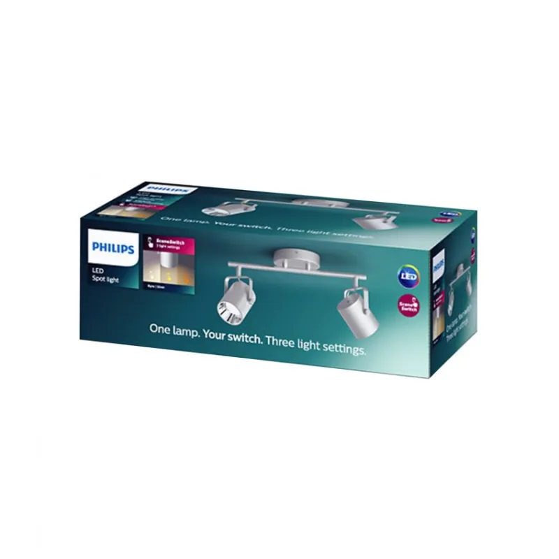 Applique plafonnier 4.3w led double tetes gris orientable saillie