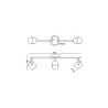 Applique plafonnier 12.9w led triple tetes gris orientable saillie