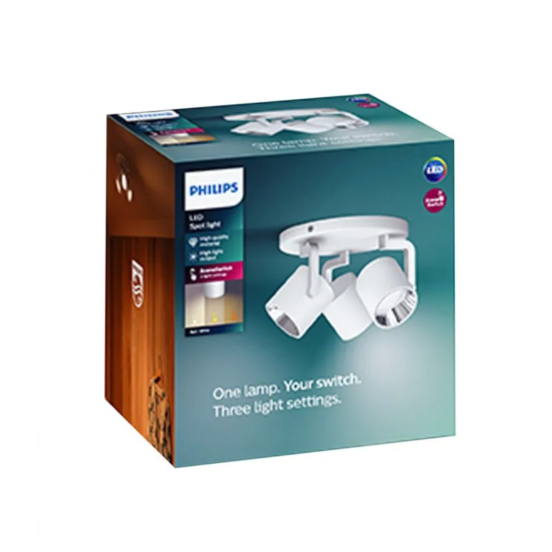 Applique plafonnier 13w led triple tetes blanc orientable saillie