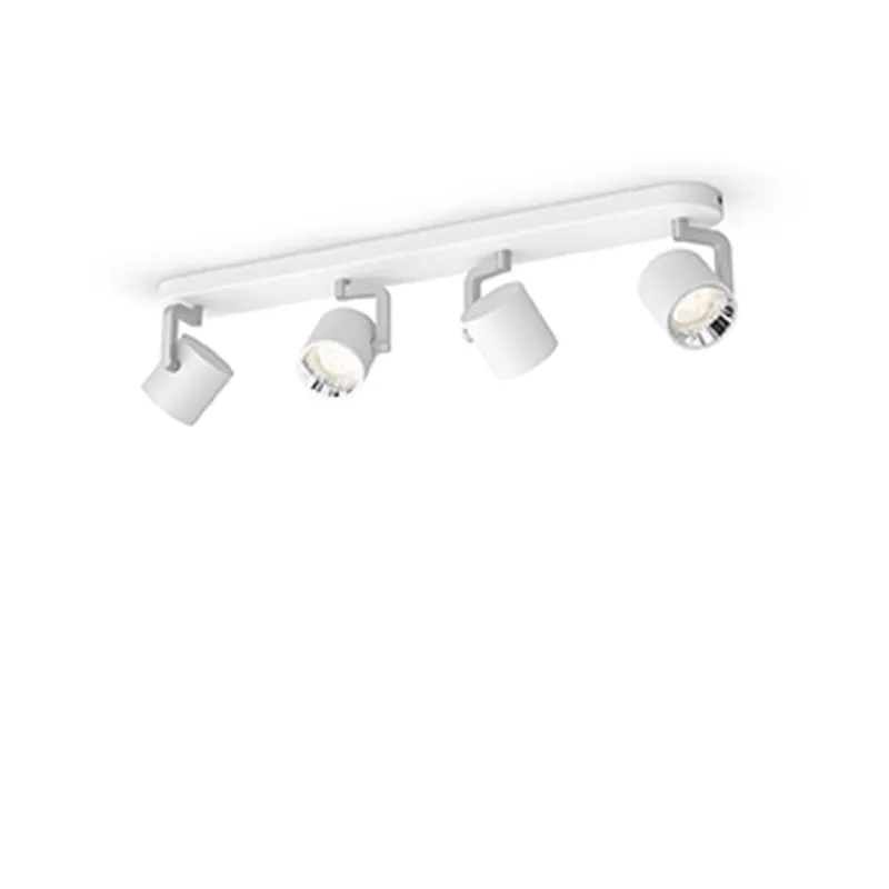 Applique plafonnier 18w led quatre tetes blanc orientable saillie