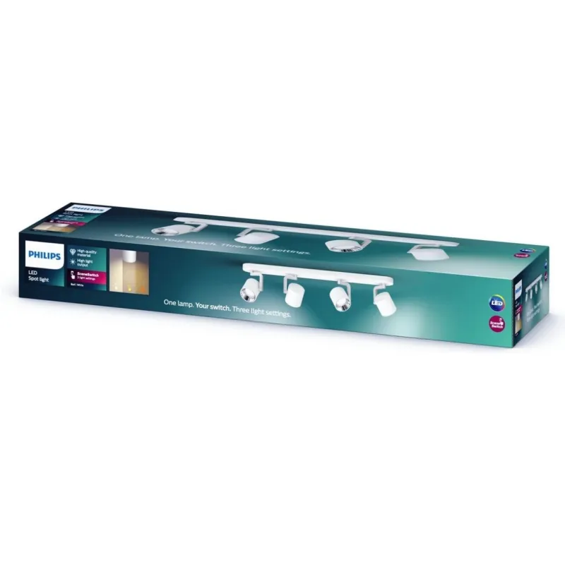 Applique plafonnier 18w led quatre tetes blanc orientable saillie