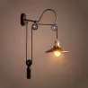 Applique murale noir culot e27 effet retro sur poulie