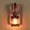 Applique murale noire culot e27 effet lanterne retro bois et métal