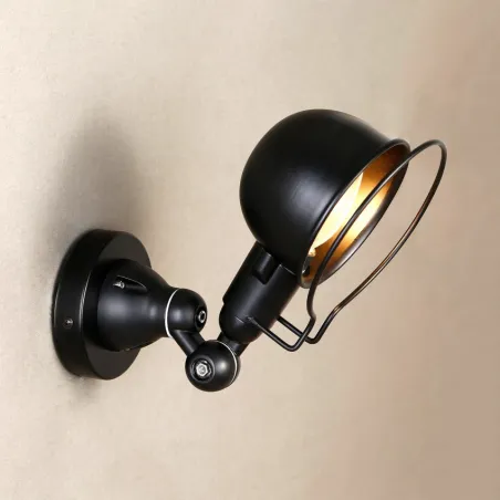 Applique murale noire culot e14 effet retro