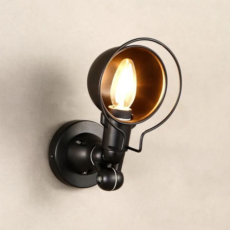 Applique murale noire culot e14 effet retro