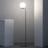 Lampadaire moderne acier doré 165cm culot e27 boule 20cm