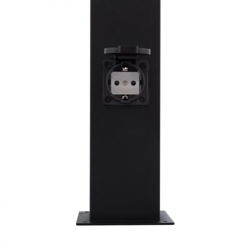Borne noire 74cm avec prise courant 220v-ip44-potelet balisage extérieur culot e27-moderne