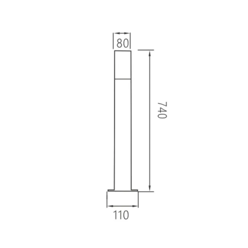 Borne noire 74cm avec prise courant 220v-ip44-potelet balisage extérieur culot e27-moderne