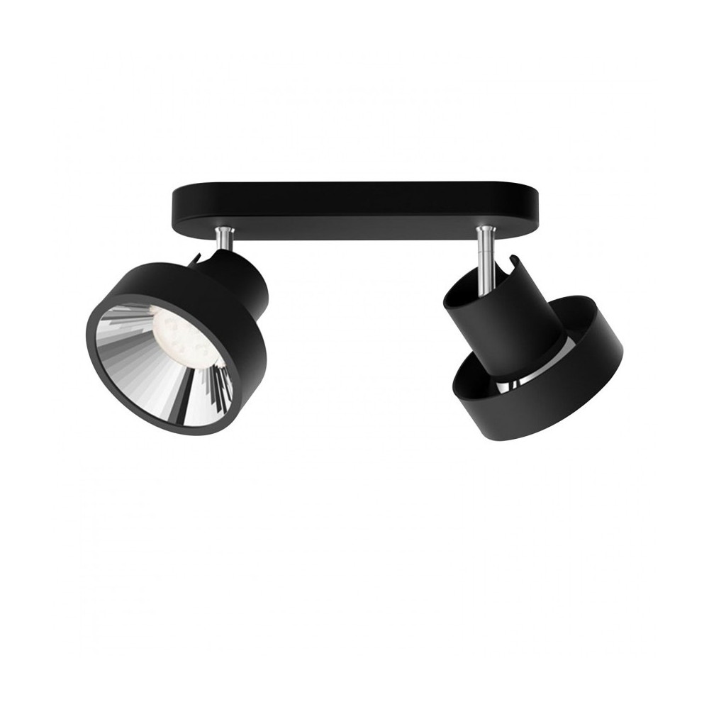 Applique plafonnier noir Philips 8.6w led double têtes orientable noire saillie