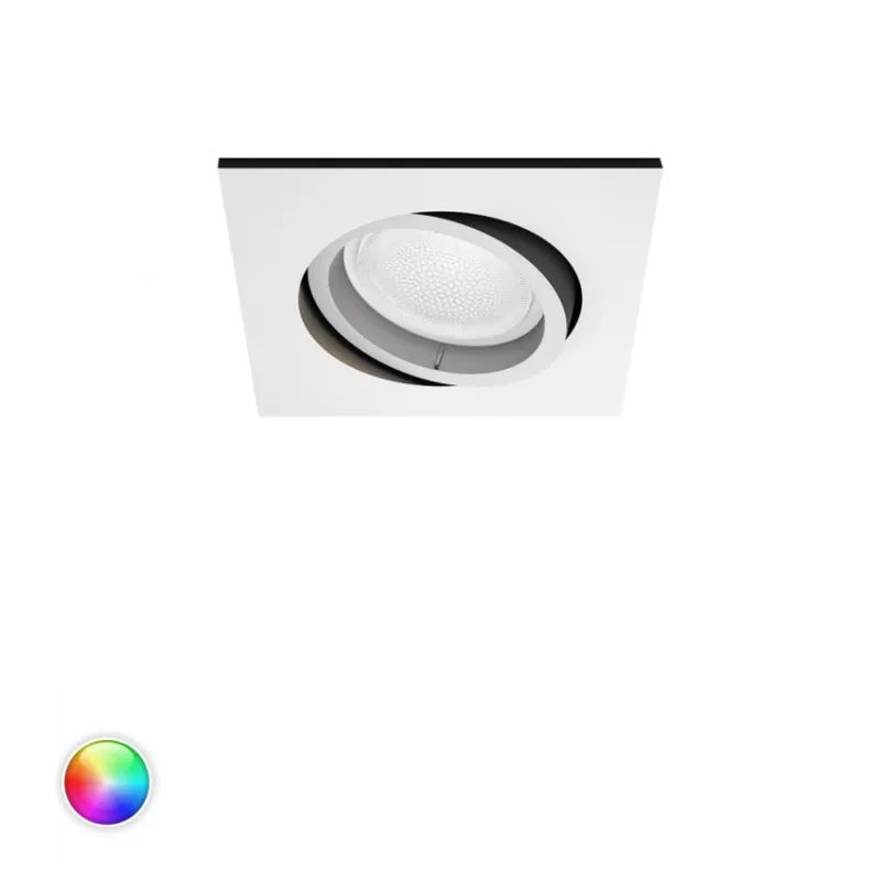 Spot encastrable carré blanc Philips Hue rgbw 6w led