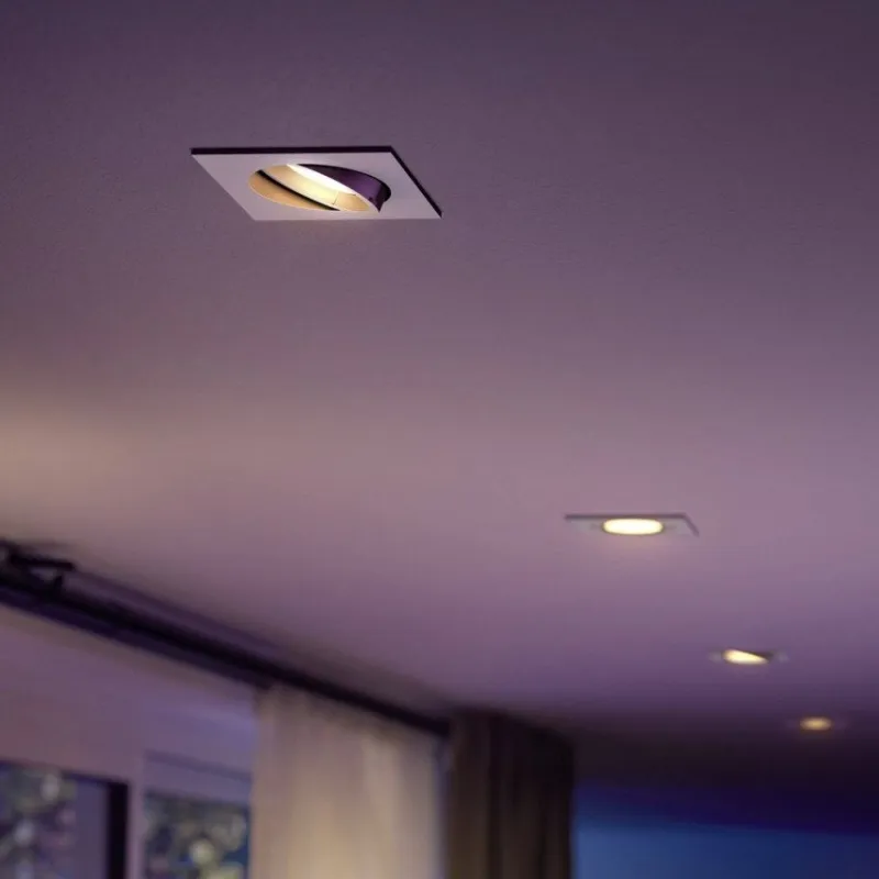 Spot encastrable carré blanc Philips Hue rgbw 6w led
