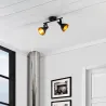 Applique murale plafonnier spot double tetes patere orientable noir-culot e14