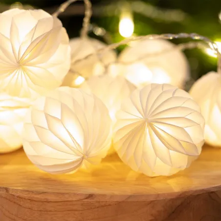Guirlande led décoration fêtes 2.1 mètres 3000k lampions papier