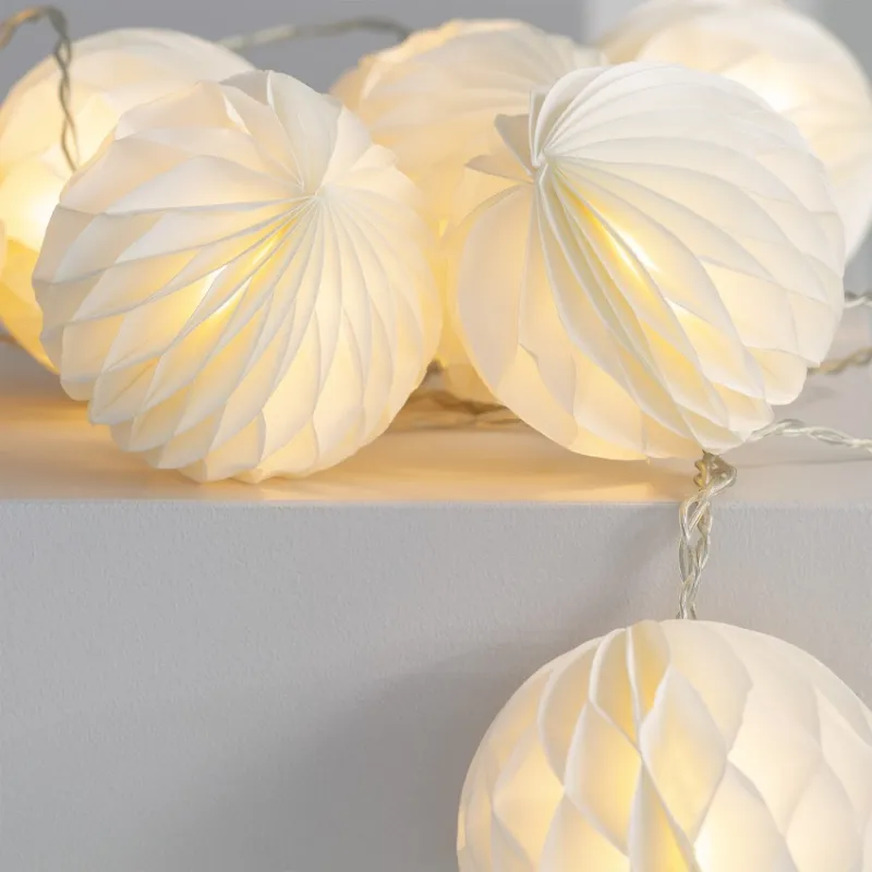 Guirlande led décoration fêtes 2.1 mètres 3000k lampions papier