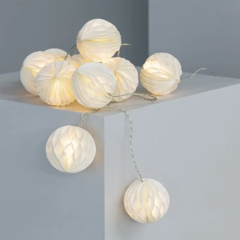 Guirlande led décoration fêtes 2.1 mètres 3000k lampions papier