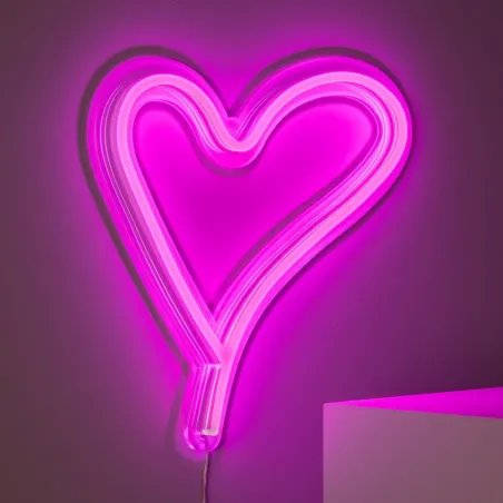 Lampe néon led sur secteur forme cœur rose tableau ip44