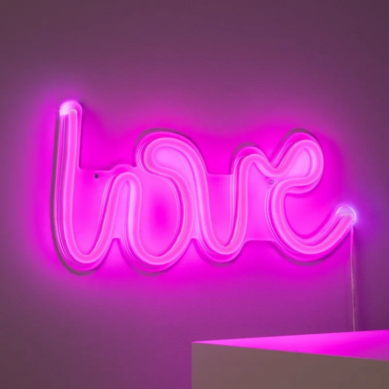 Lampe néon led sur secteur forme love amour rose tableau ip44