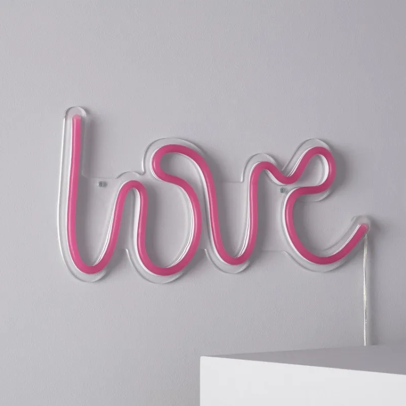 Lampe néon led sur secteur forme love amour rose tableau ip44
