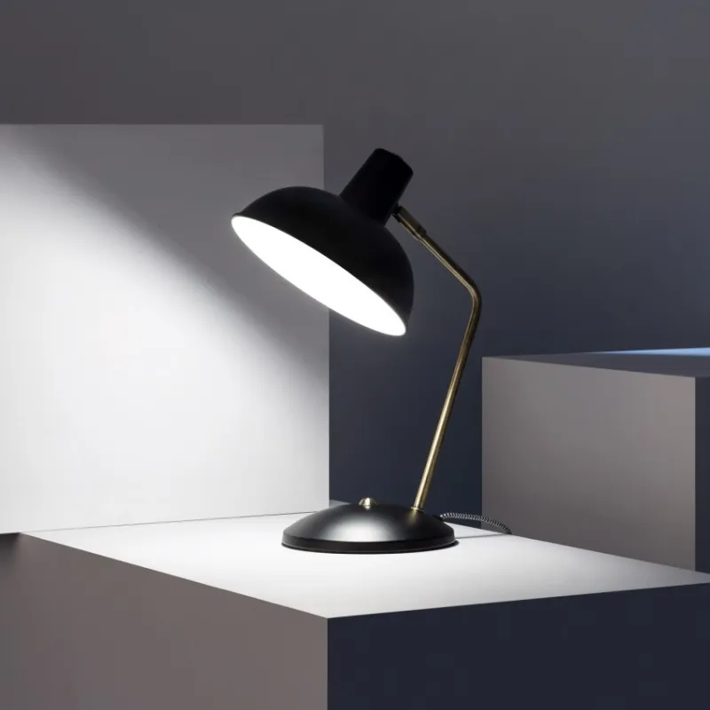 Lampe de table-38cm-culot e14 style retro noir et laiton