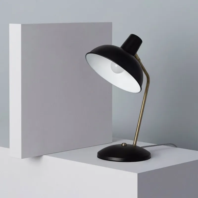 Lampe de table-38cm-culot e14 style retro noir et laiton