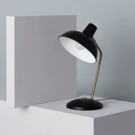 Lampe de table-38cm-culot e14 style retro noir et laiton