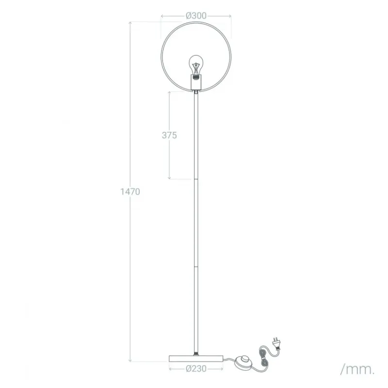 Lampadaire lampe sur pied aluminium couleur noire culot e27