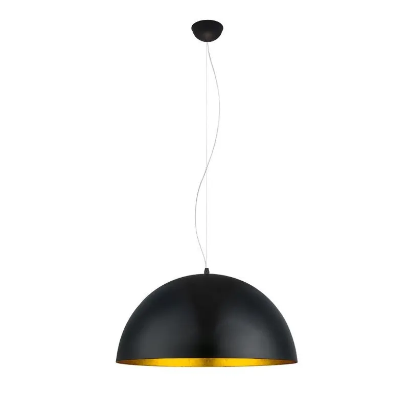 Suspension luminaire suspendu acier noir culot e27 cloche doré 40cm