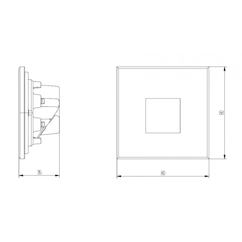 Spot encastrable mural ip65-carre-2w-led-150lm-3000k ascain