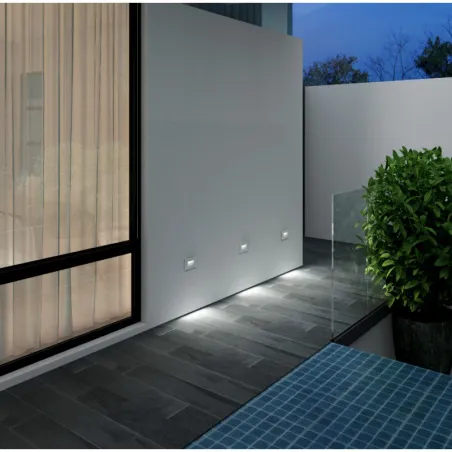 Spot encastrable mural ip65-carre-2w-led-150lm-3000k ascain