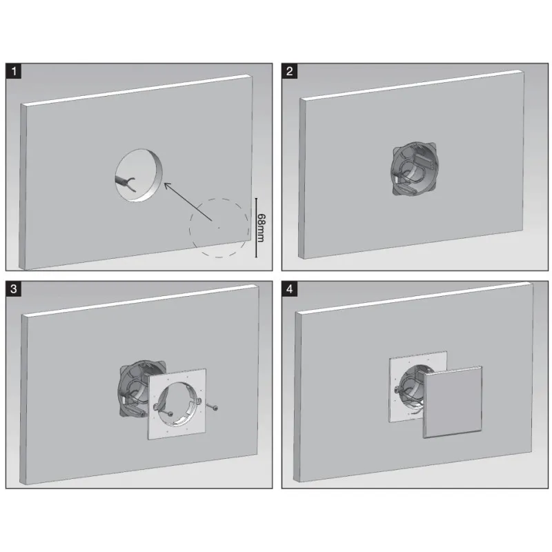 Spot encastrable mural ip65-carre-2w-led-150lm-3000k ascain