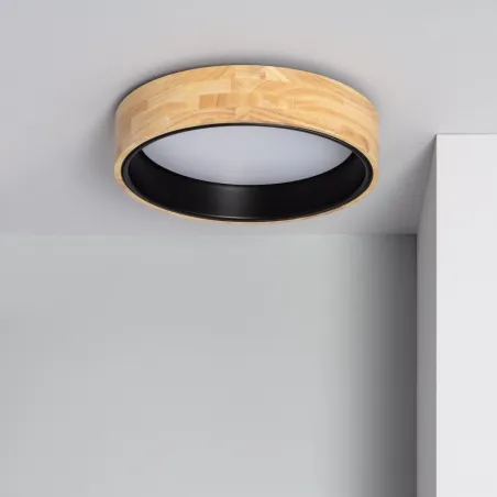 Plafonnier led 15w cct-35cm-3000k-4000k-6000k bois et métal