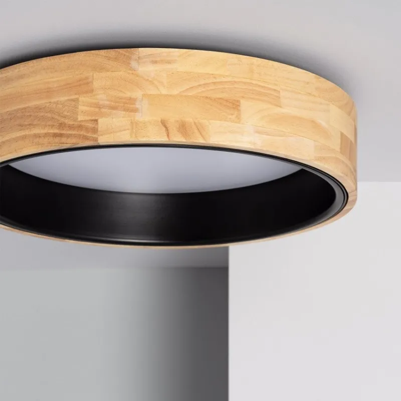 Plafonnier led 15w cct-35cm-3000k-4000k-6000k bois et métal