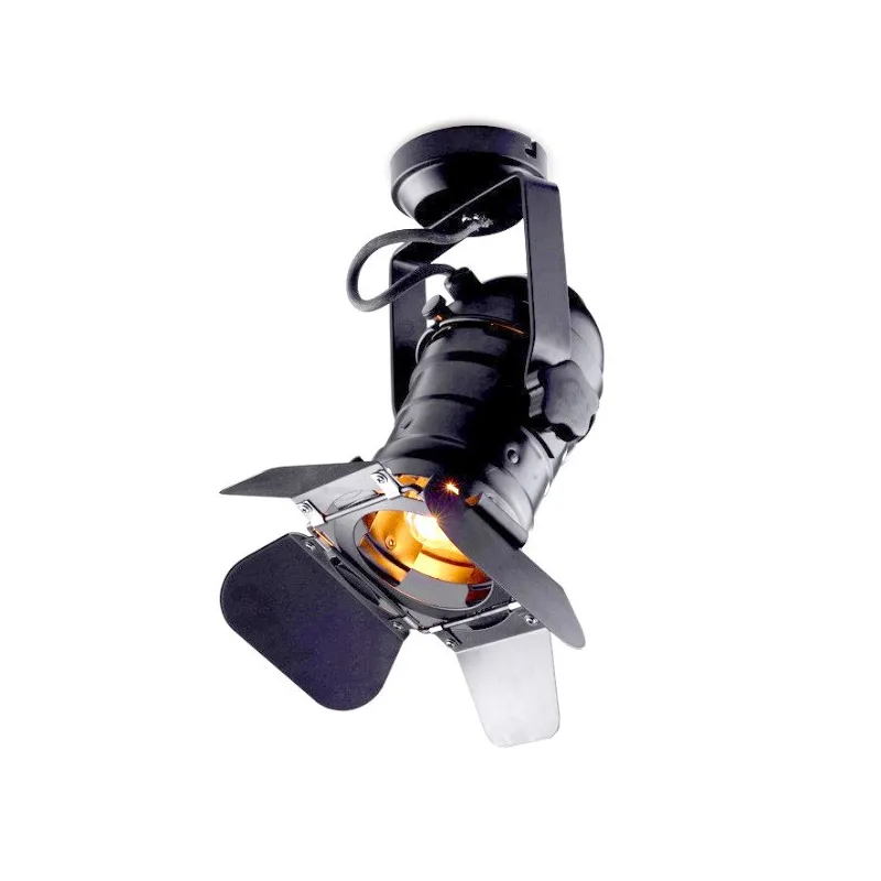 Plafonnier noir applique patère orientable noire e27 effet scène