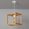 Plafonnier suspension cube bois culot e27 fixation blanche