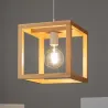 Plafonnier suspension cube bois culot e27 fixation blanche