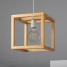 Plafonnier suspension cube bois culot e27 fixation blanche