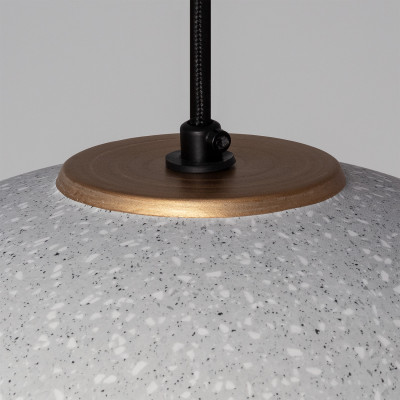 Plafonnier suspension cloche culot e27 effet granit gris et blanc
