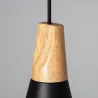 Plafonnier triple suspensions bois et métal noir culot e27