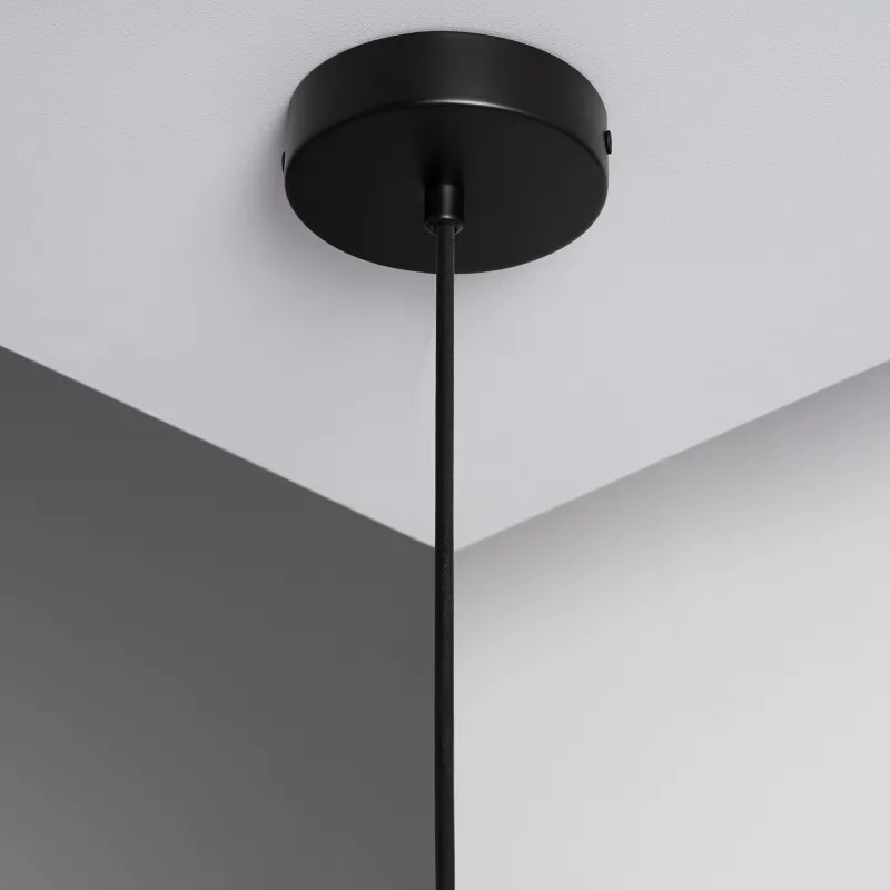 Plafonnier suspension métal noir et doré culot e27
