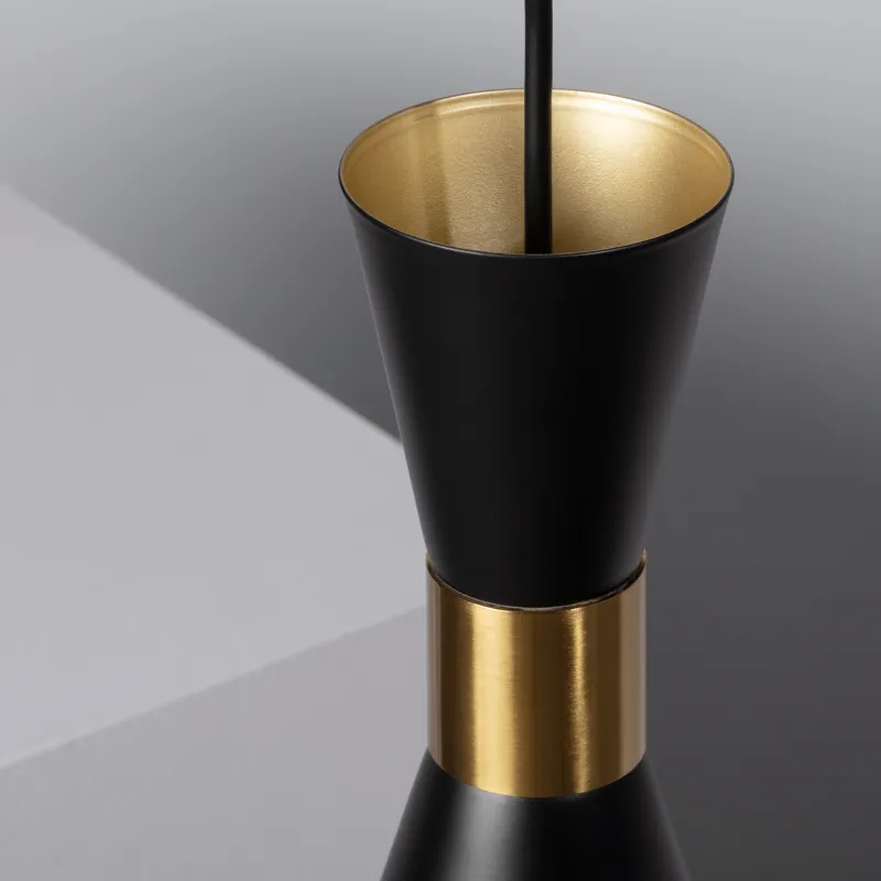 Plafonnier suspension métal noir et doré culot e27