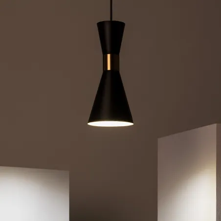 Plafonnier suspension métal noir et doré culot e27