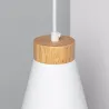 Plafonnier triple suspensions bois et métal blanc culot e27