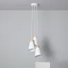 Plafonnier triple suspensions bois et métal blanc culot e27