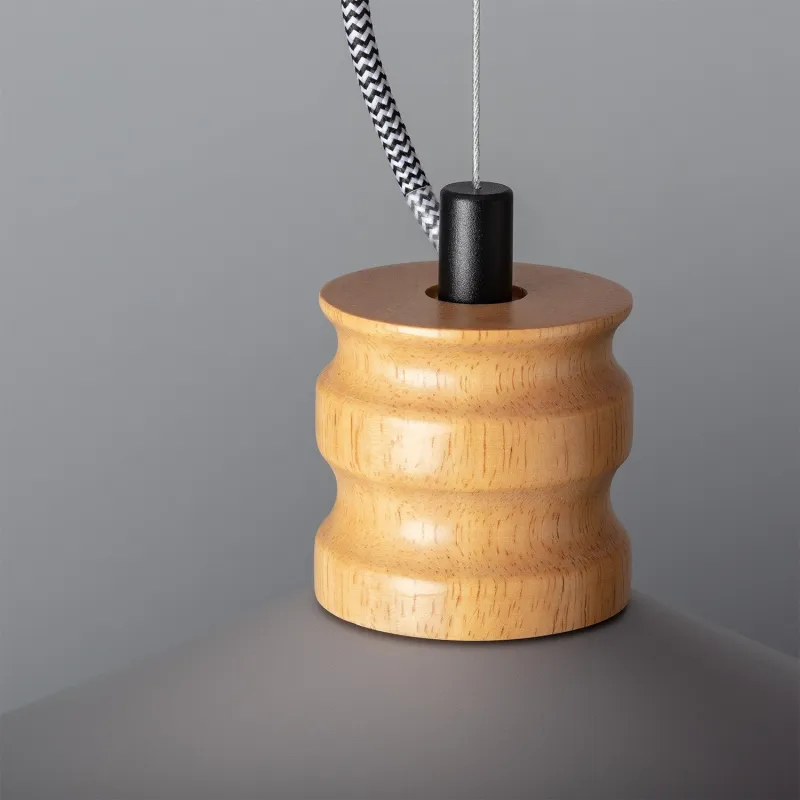 Plafonnier suspension cloche culot e27 béton gris et fixation métal noir