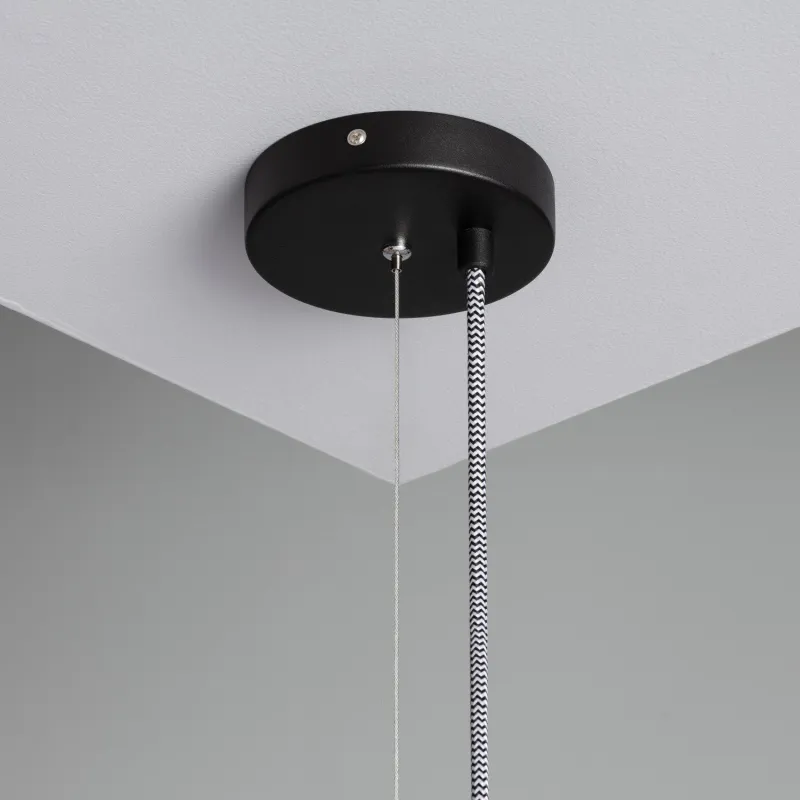 Plafonnier suspension cloche culot e27 béton gris et fixation métal noir