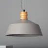 Plafonnier suspension cloche culot e27 béton gris et fixation métal noir