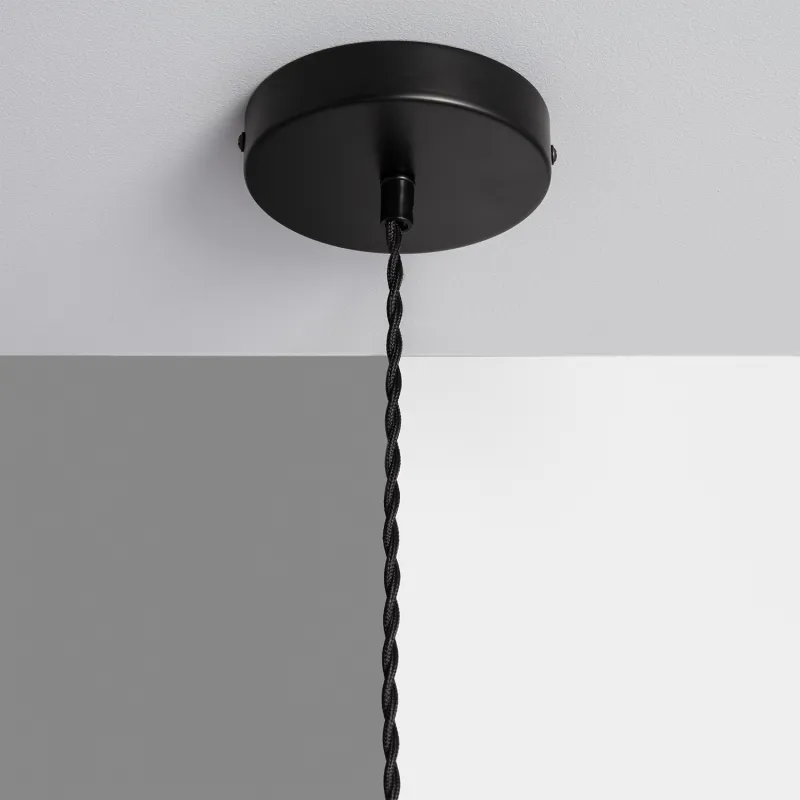 Plafonnier suspension cloche culot e27 rotin et abat-jour blanc
