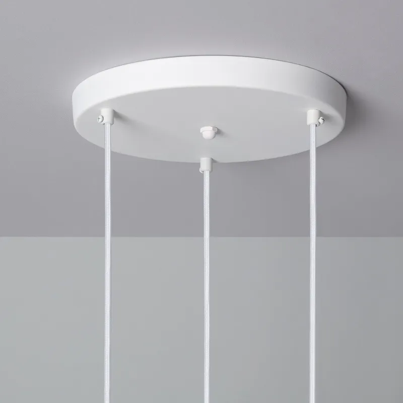 Plafonnier triple suspensions bois et métal culot e27