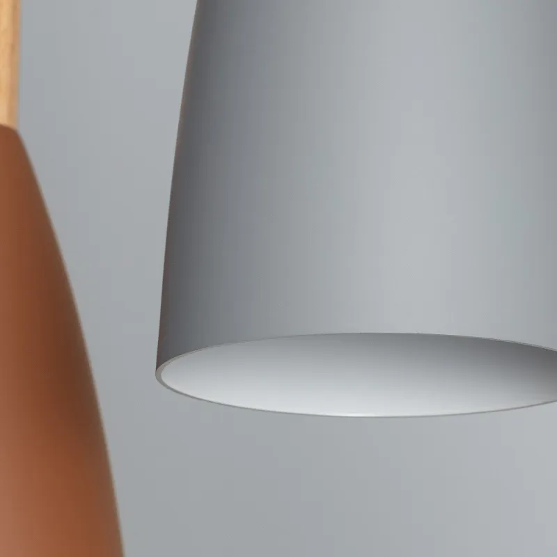 Plafonnier triple suspensions bois et métal culot e27